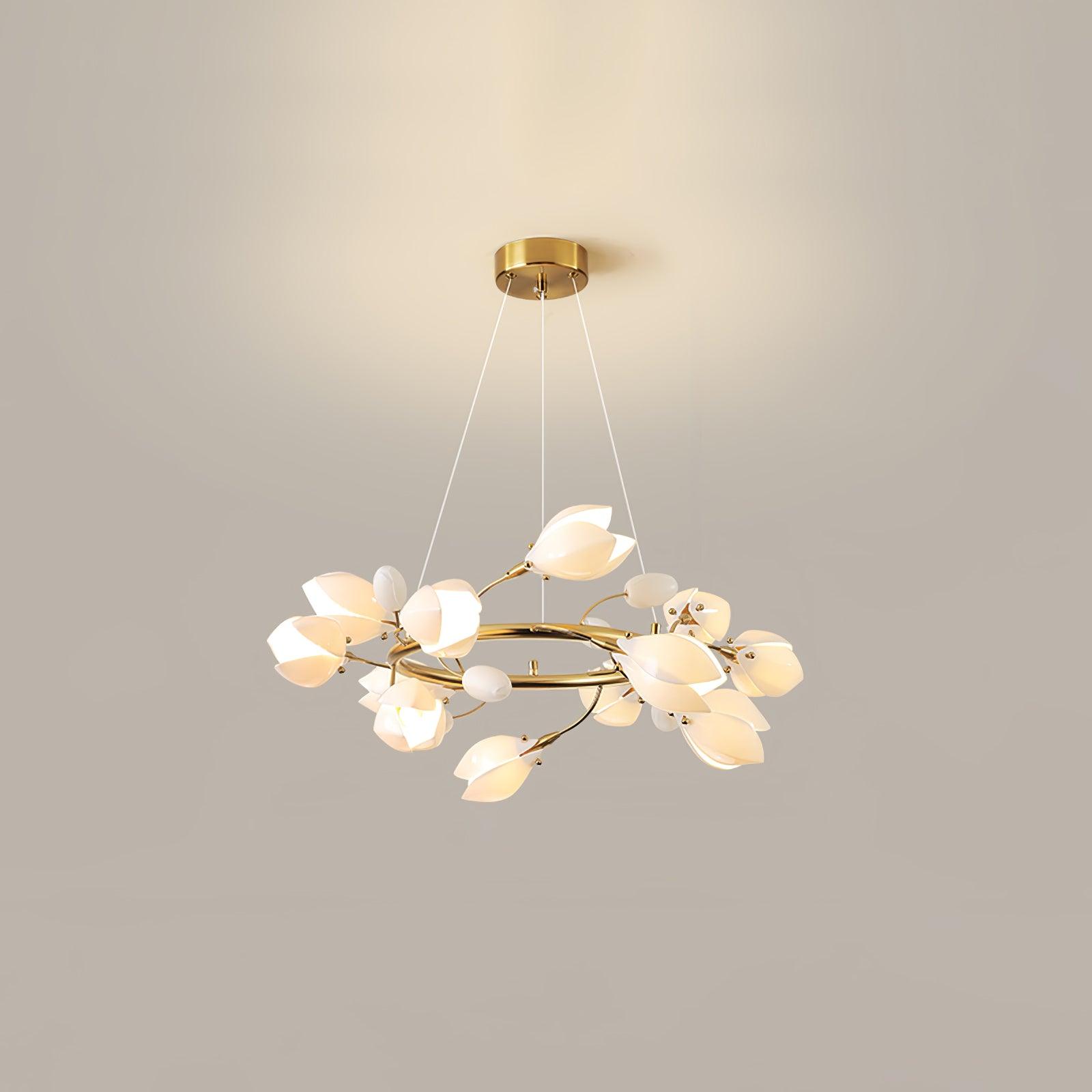 White Porcelain Magnolia Chandelier