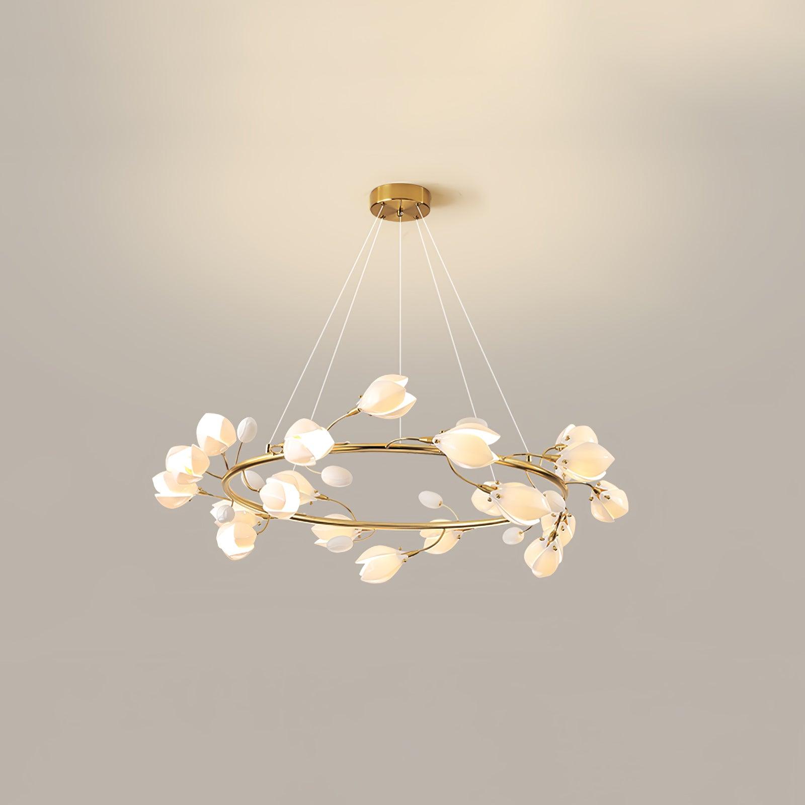 White Porcelain Magnolia Chandelier