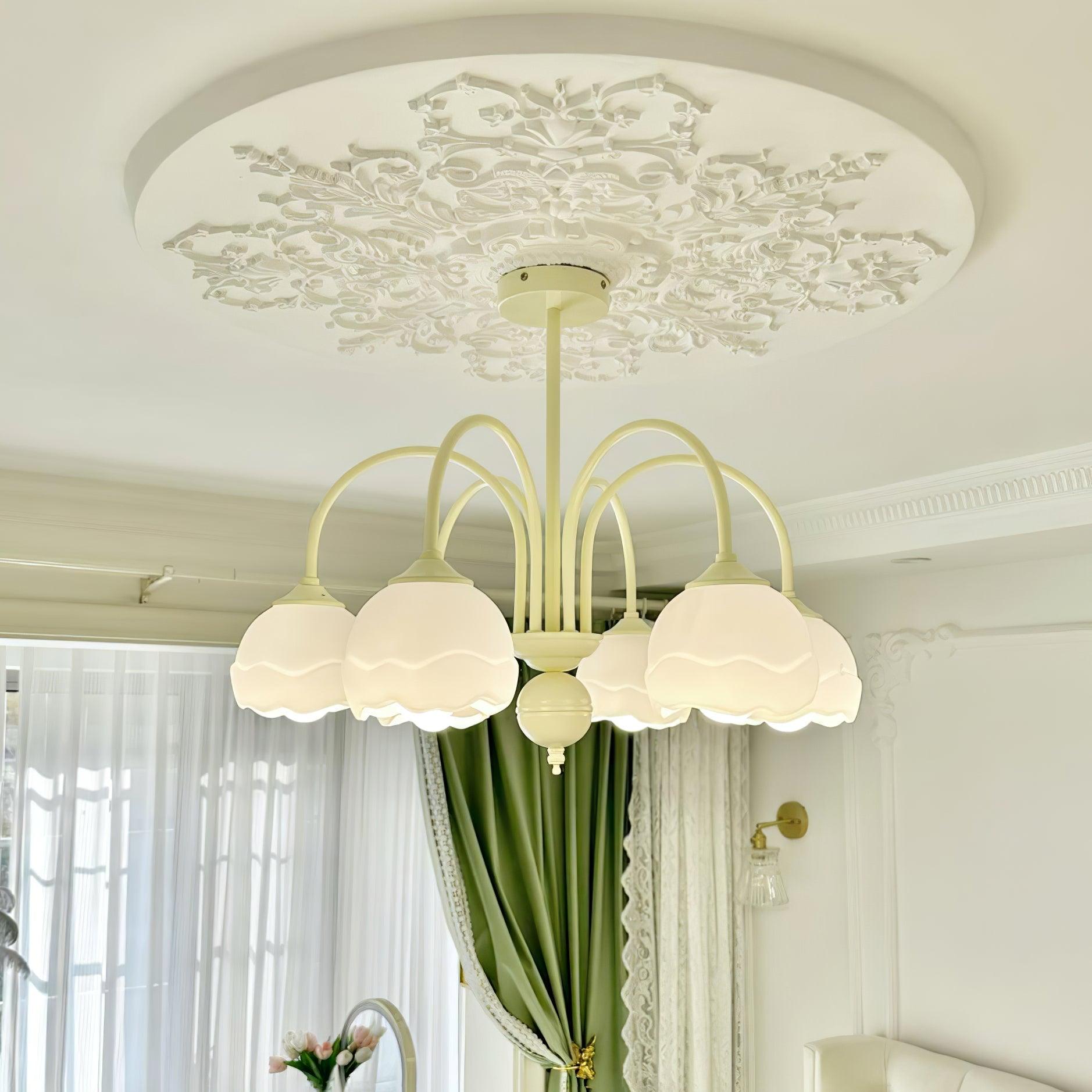 Lustre de vidro cremoso