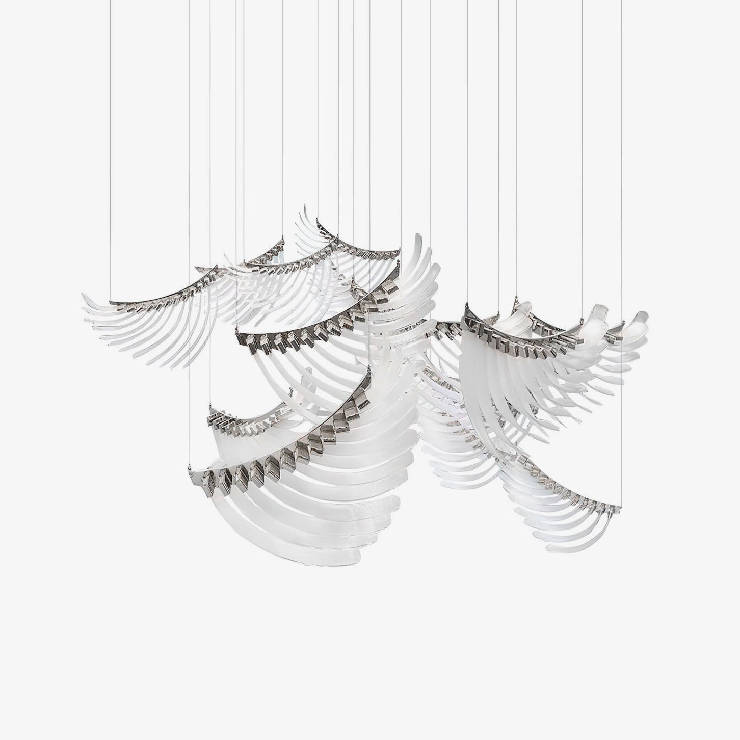 Lustre de asas de penas de pássaro