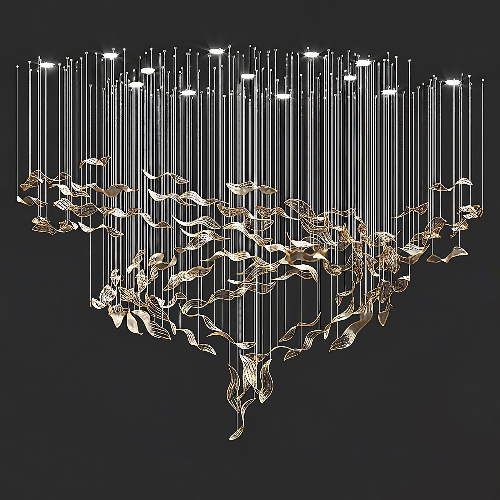 Lustre de folhas esvoaçantes
