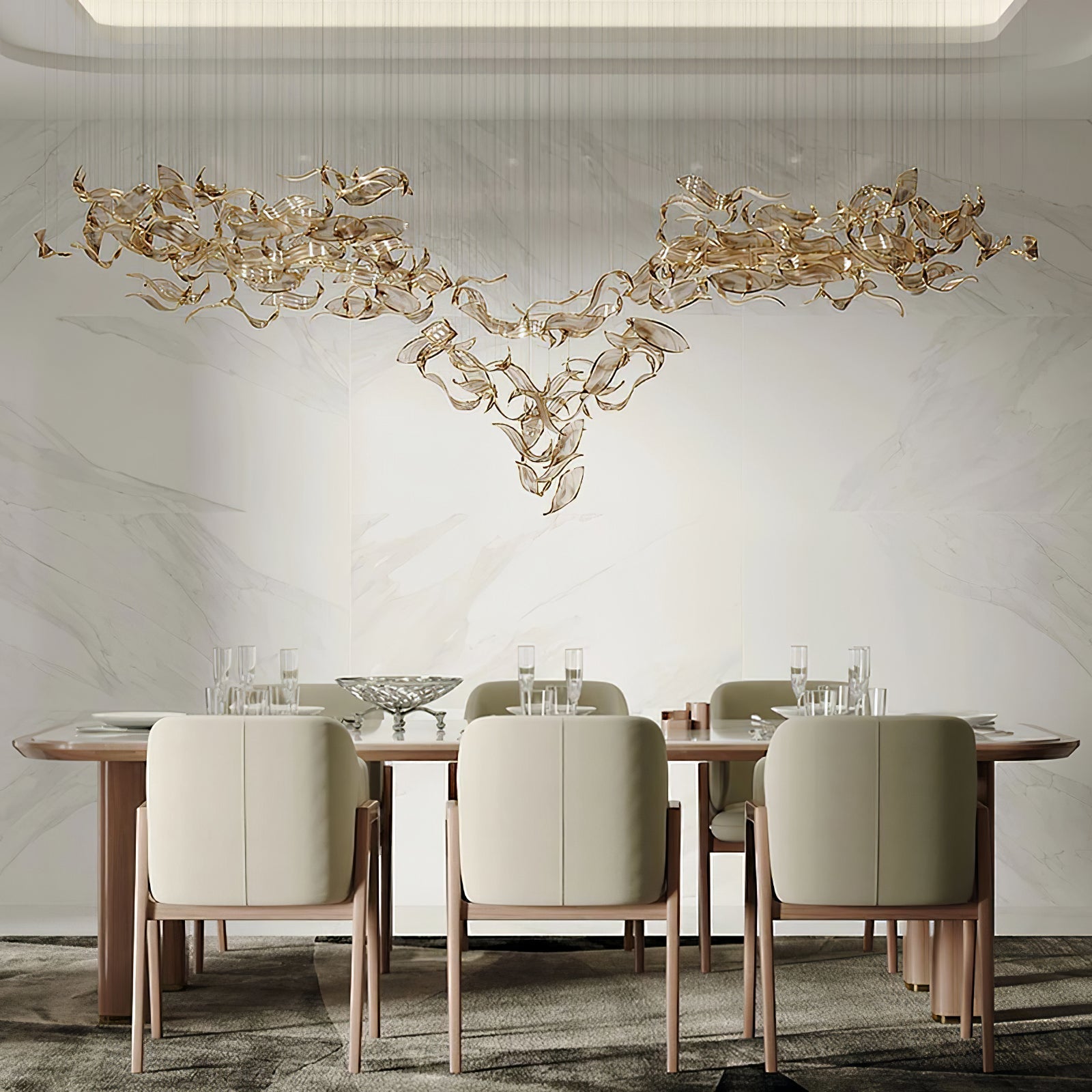 Lustre de folhas esvoaçantes