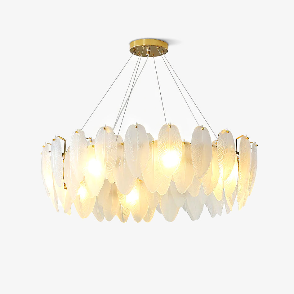 Glass Feather Chandelier