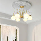 Lustre de vidro em formato de abóbora dourada