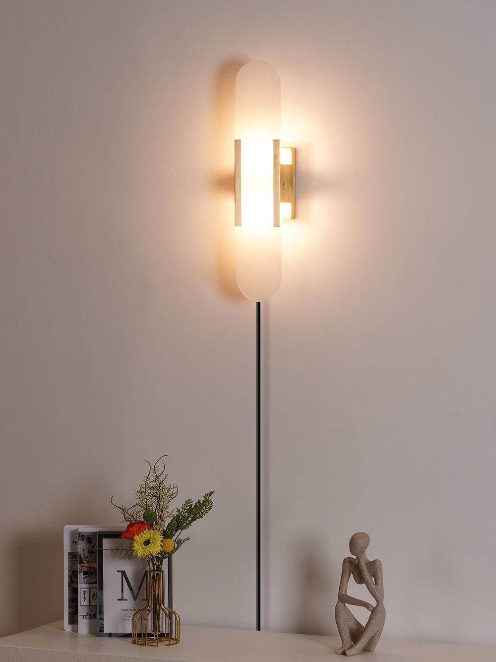 Melange Elongated Alabaster Plug-in Wall Lamp