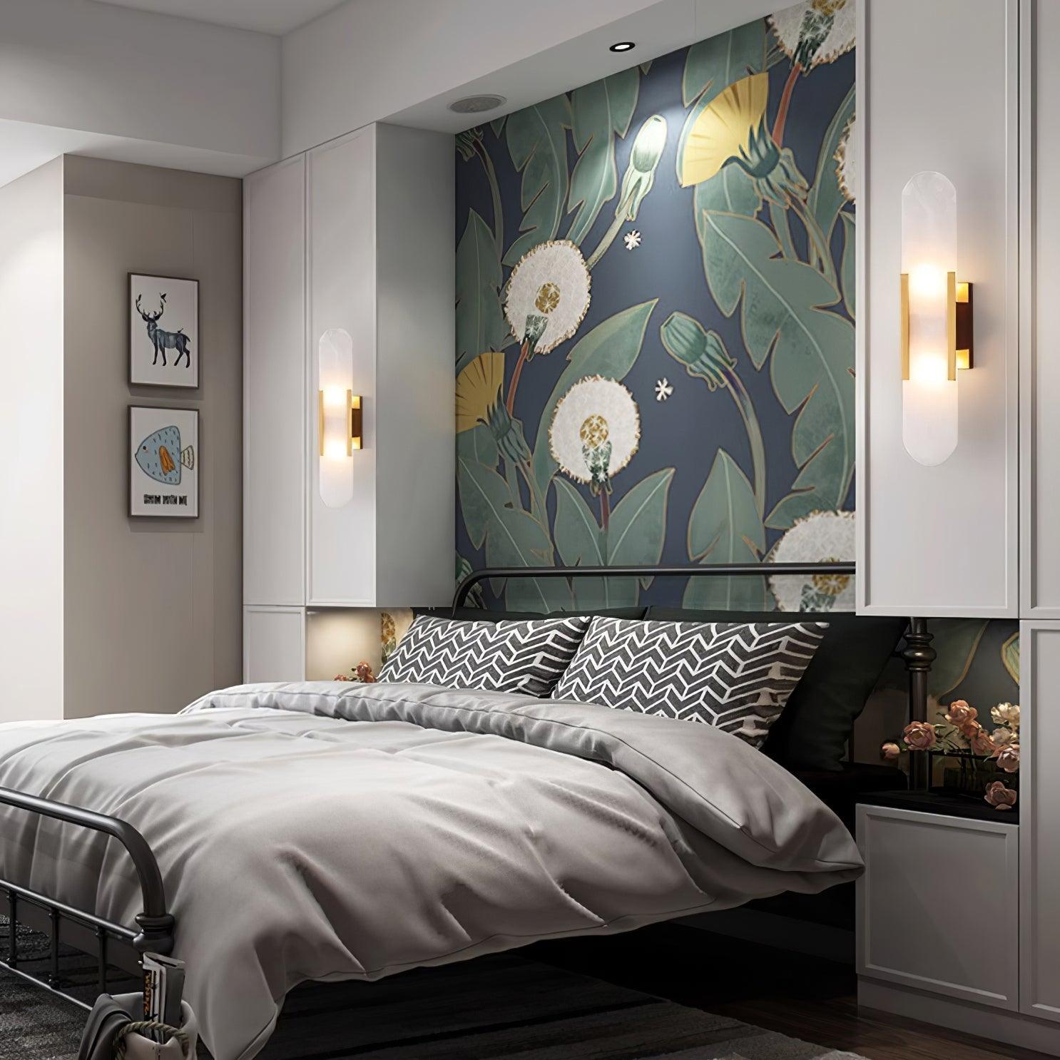 Melange Elongated Alabaster Plug-in Wall Lamp