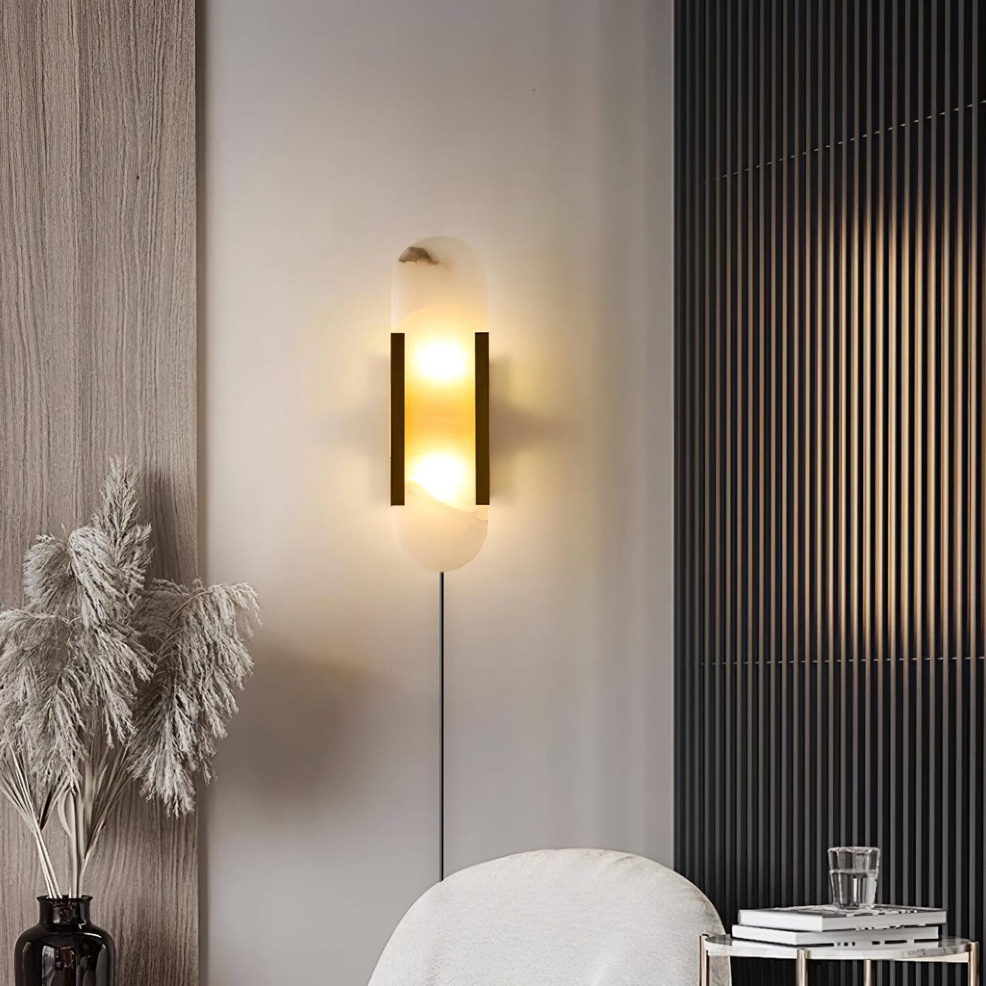 Melange Elongated Alabaster Plug-in Wall Lamp
