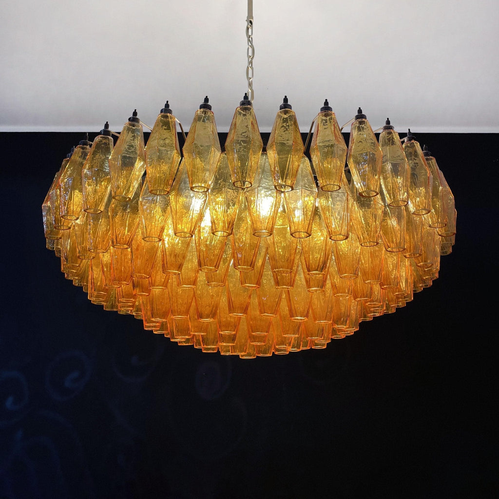 Lustre de vidro âmbar em losango de Murano