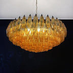 Lustre de vidro âmbar em losango de Murano