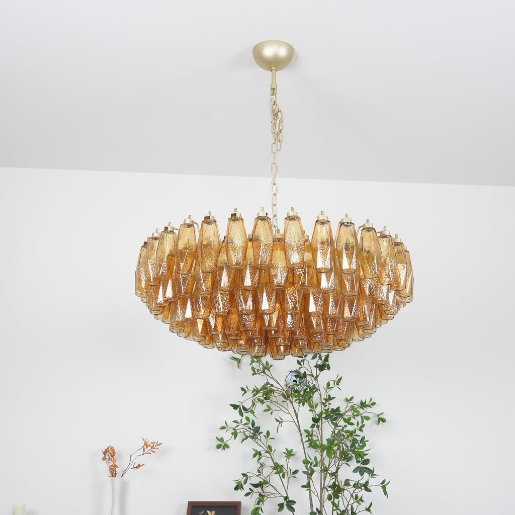 Lustre de vidro âmbar em losango de Murano