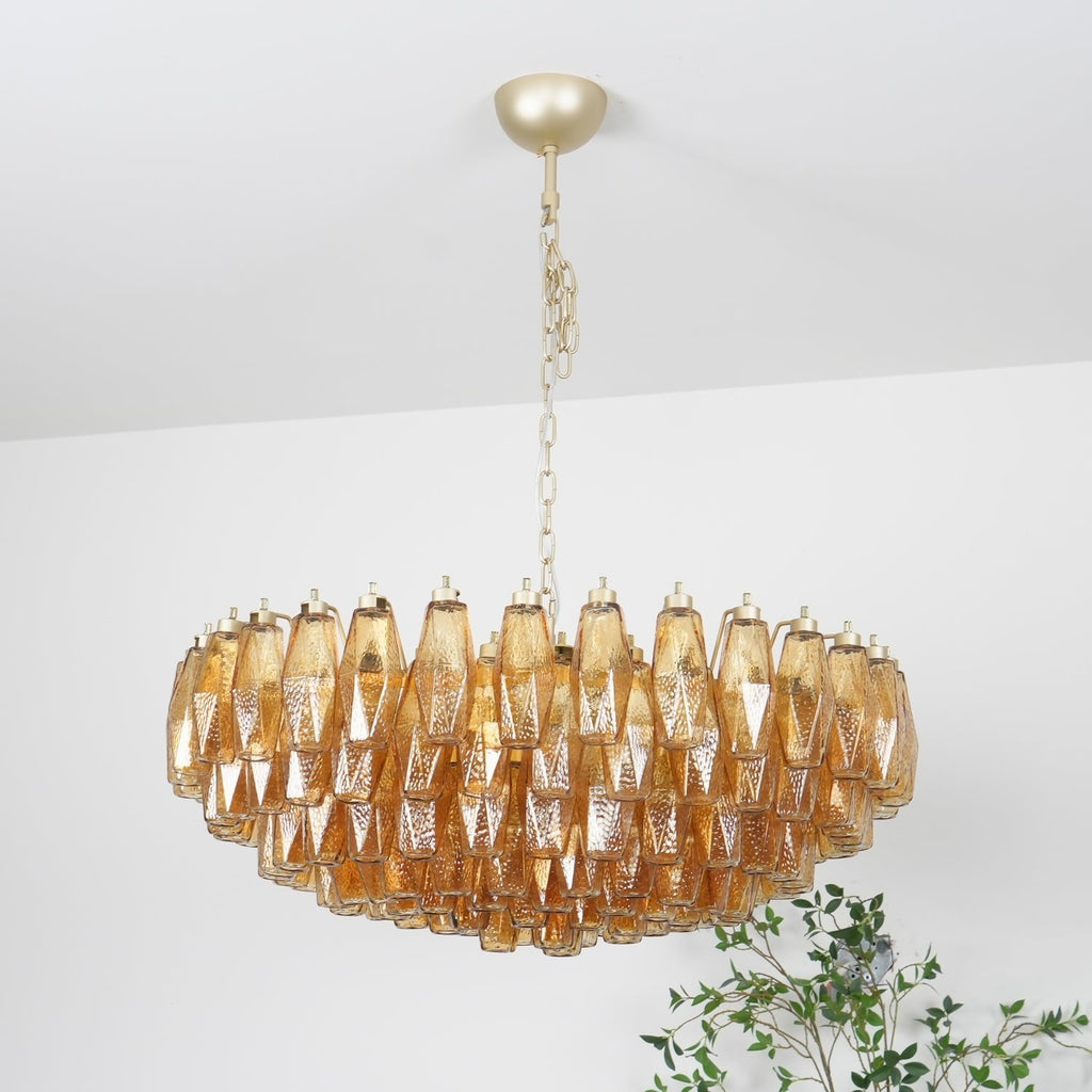 Lustre de vidro âmbar em losango de Murano