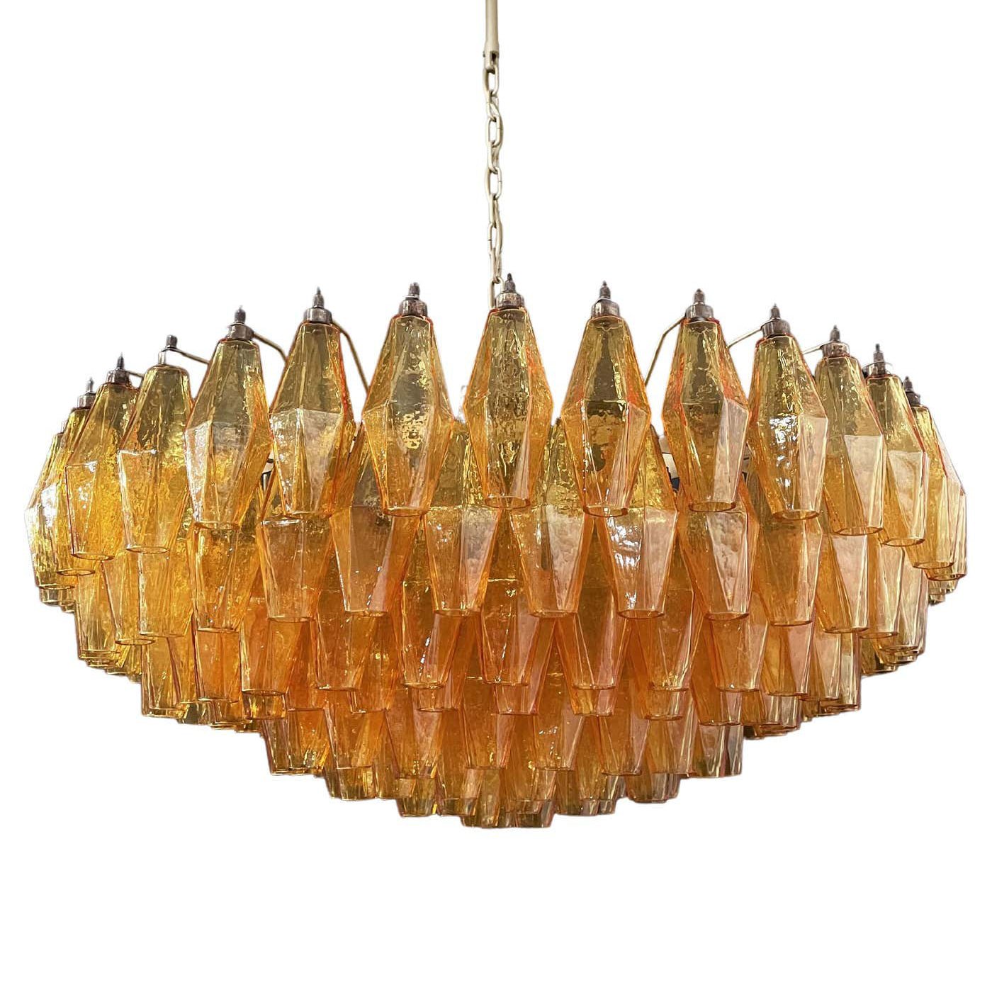 Lustre de vidro âmbar em losango de Murano