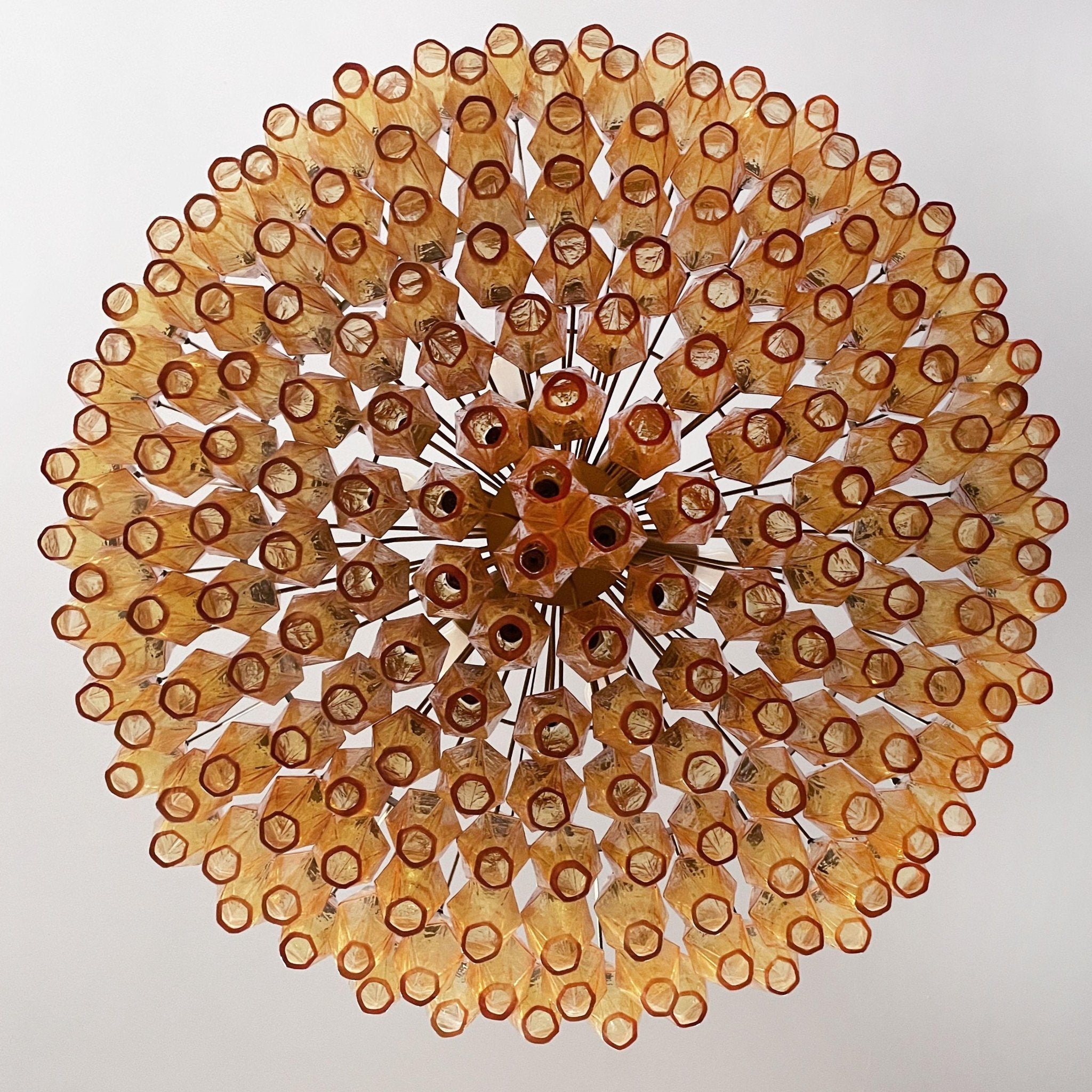 Lustre de vidro âmbar em losango de Murano