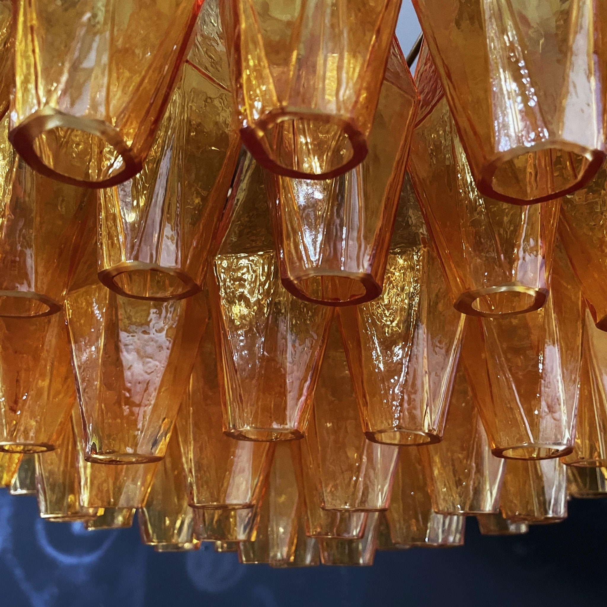 Lustre de vidro âmbar em losango de Murano