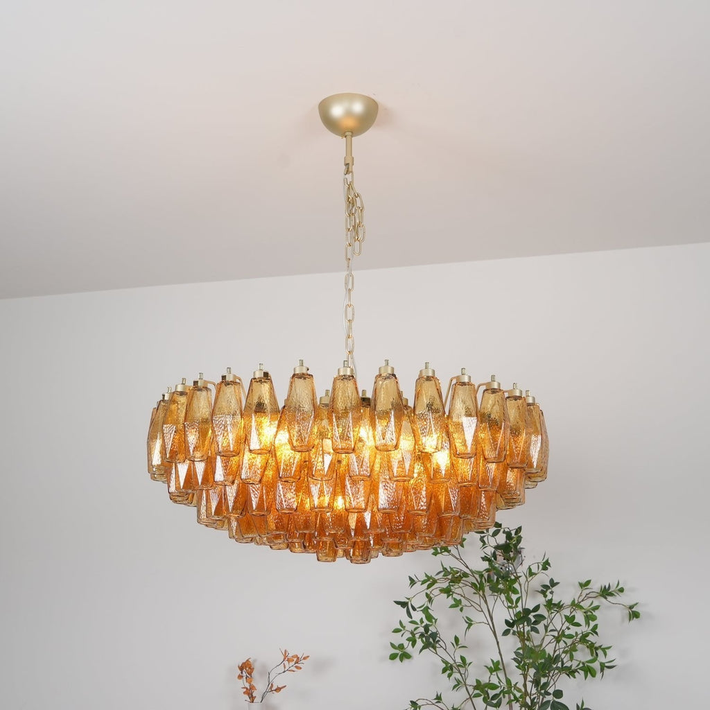 Lustre de vidro âmbar em losango de Murano