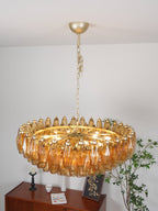 Lustre de vidro âmbar em losango de Murano
