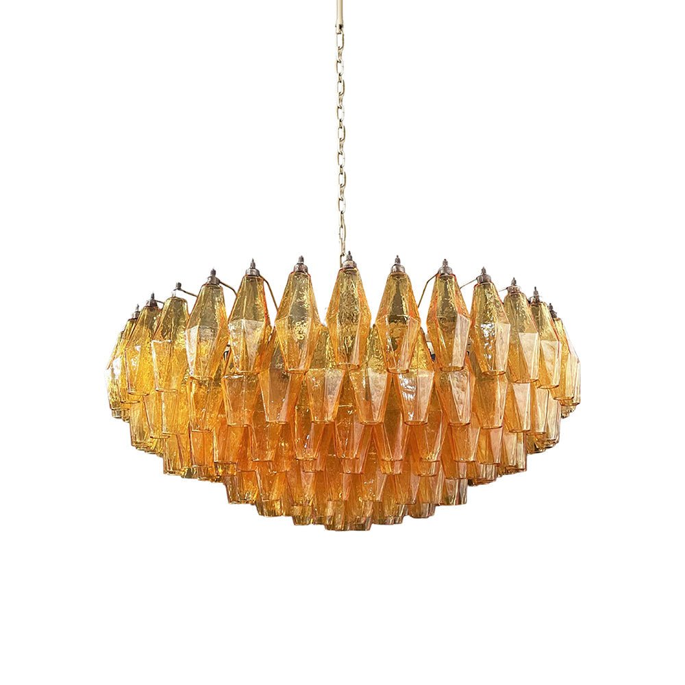 Lustre de vidro âmbar em losango de Murano