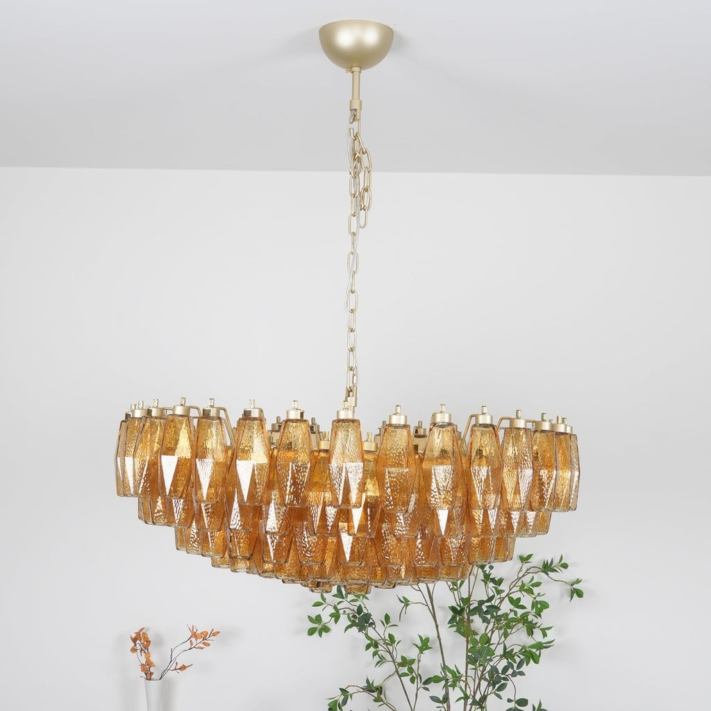 Lustre de vidro âmbar em losango de Murano