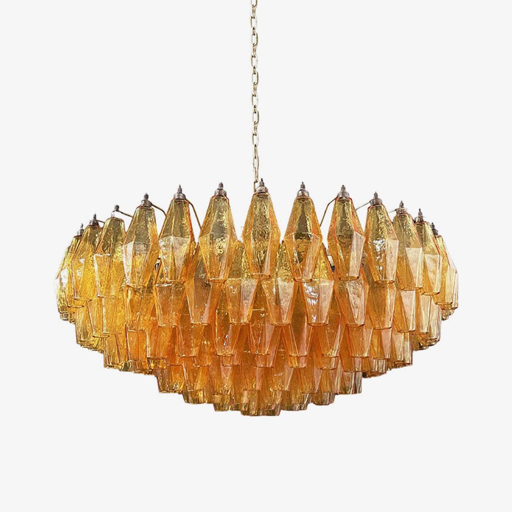 Lustre de vidro âmbar em losango de Murano