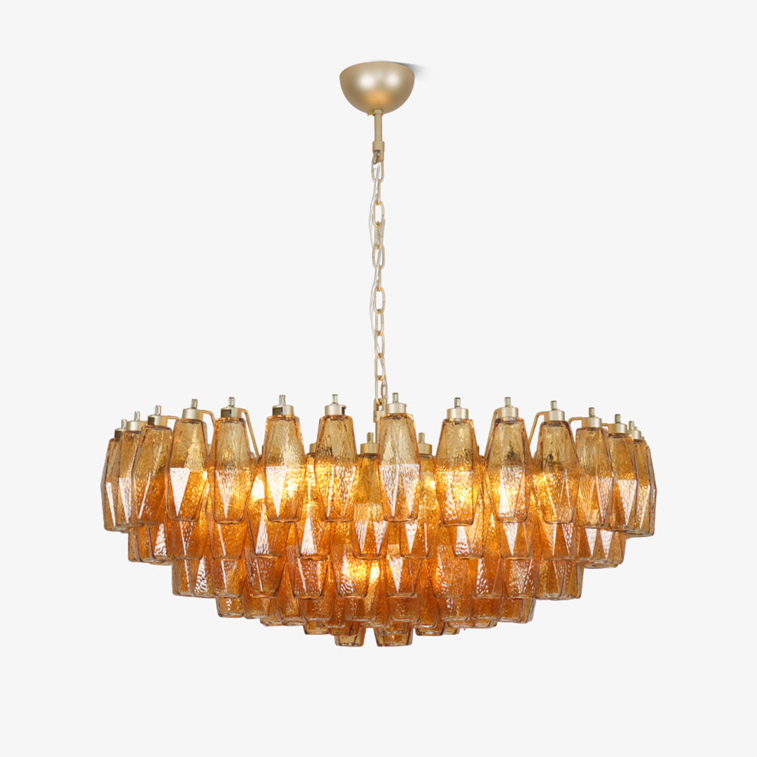 Lustre de vidro âmbar em losango de Murano