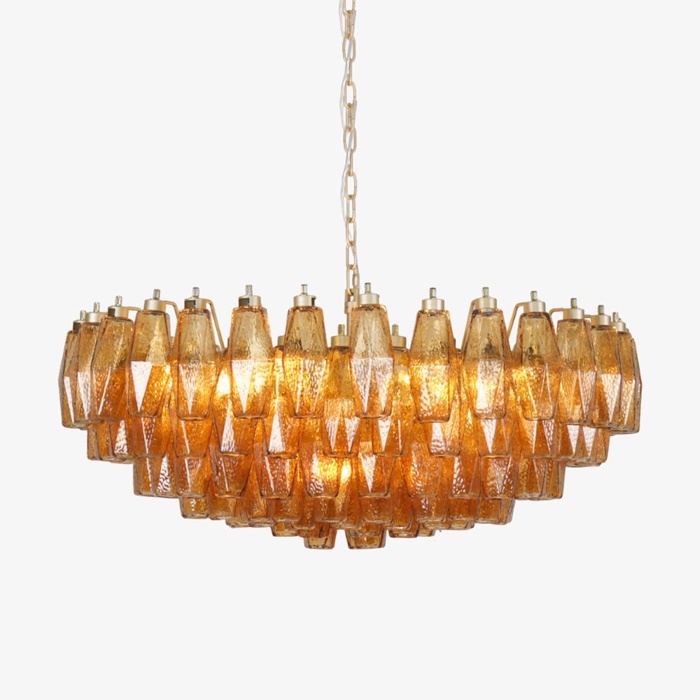 Lustre de vidro âmbar em losango de Murano