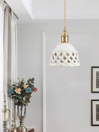 Openwork Ceramic Swag Light