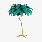 Ostrich Feather Brass Floor Lamp