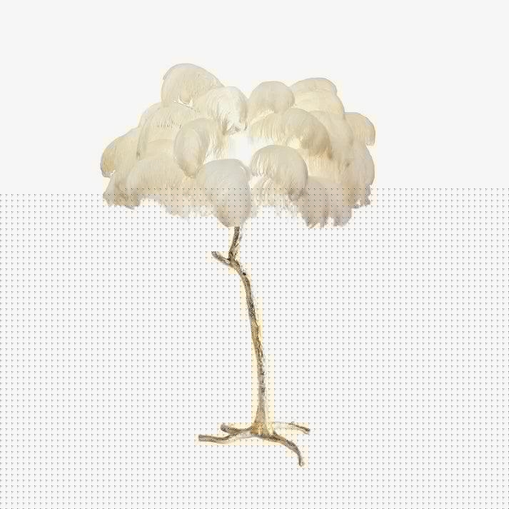 Ostrich Feather Brass Floor Lamp