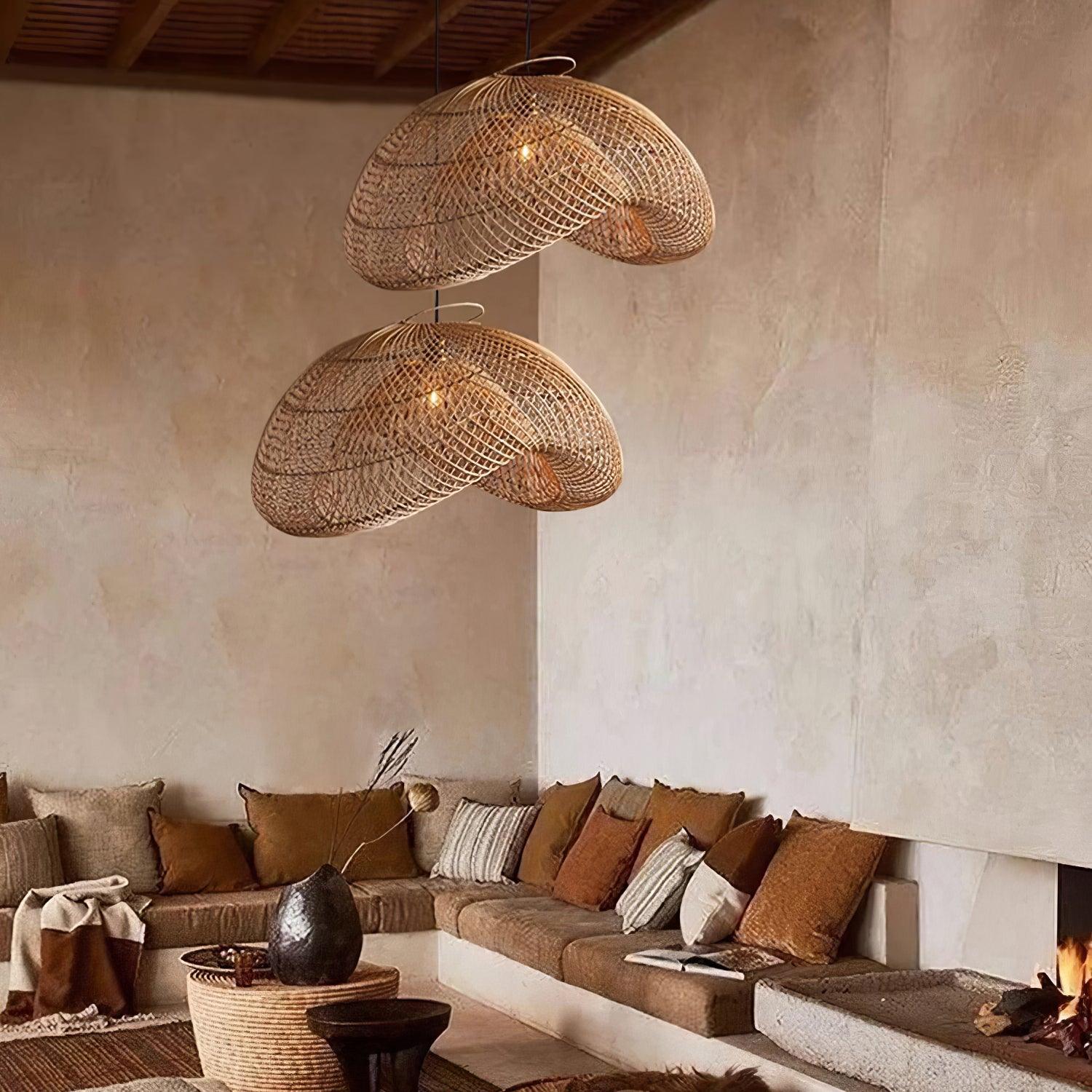 Rattan Wave Pendant Light