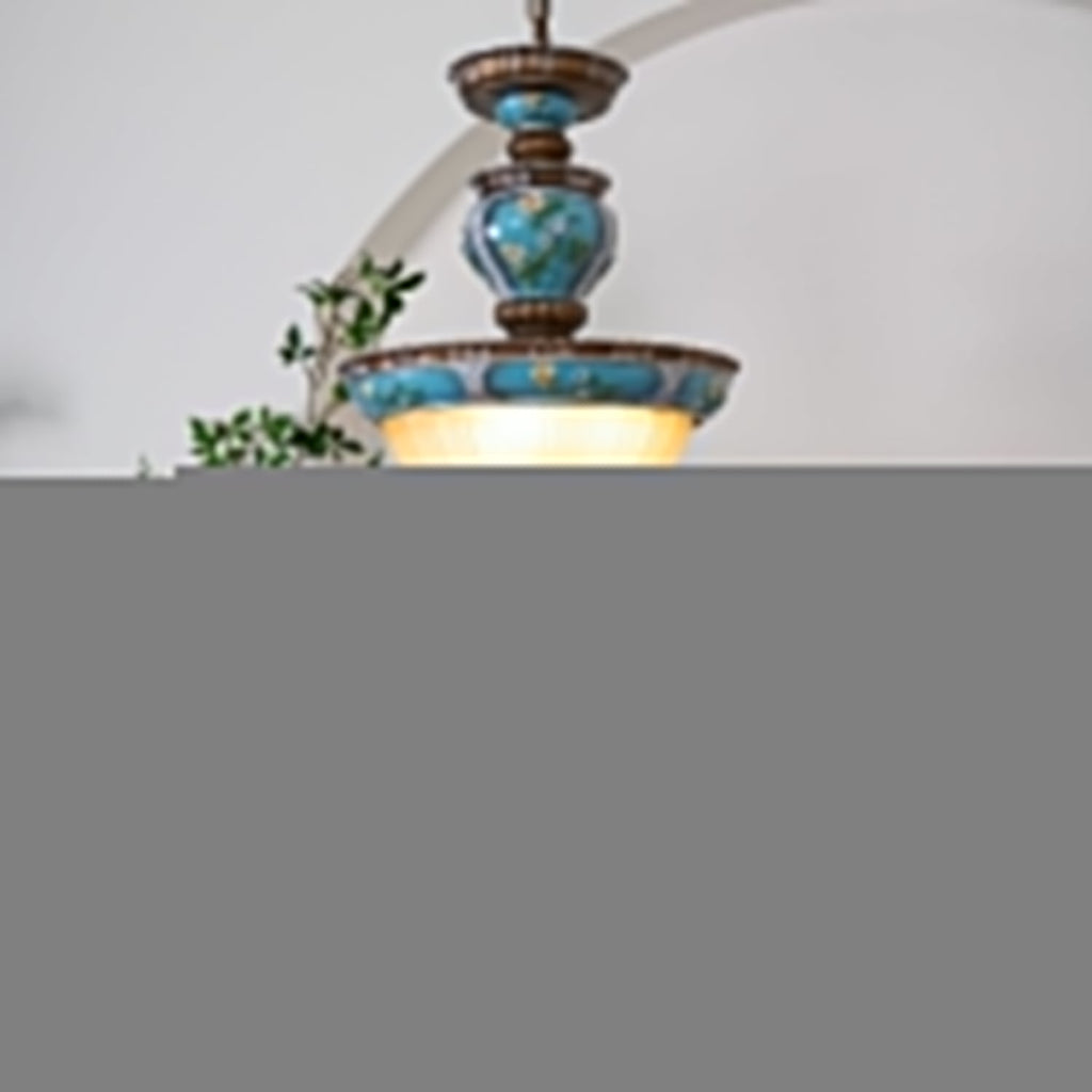 Retro Floral Resin Pendant Light