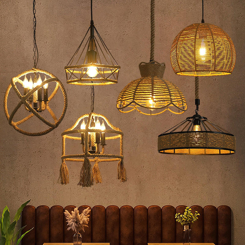 Retro Hemp Rope Interesting Pendant Light