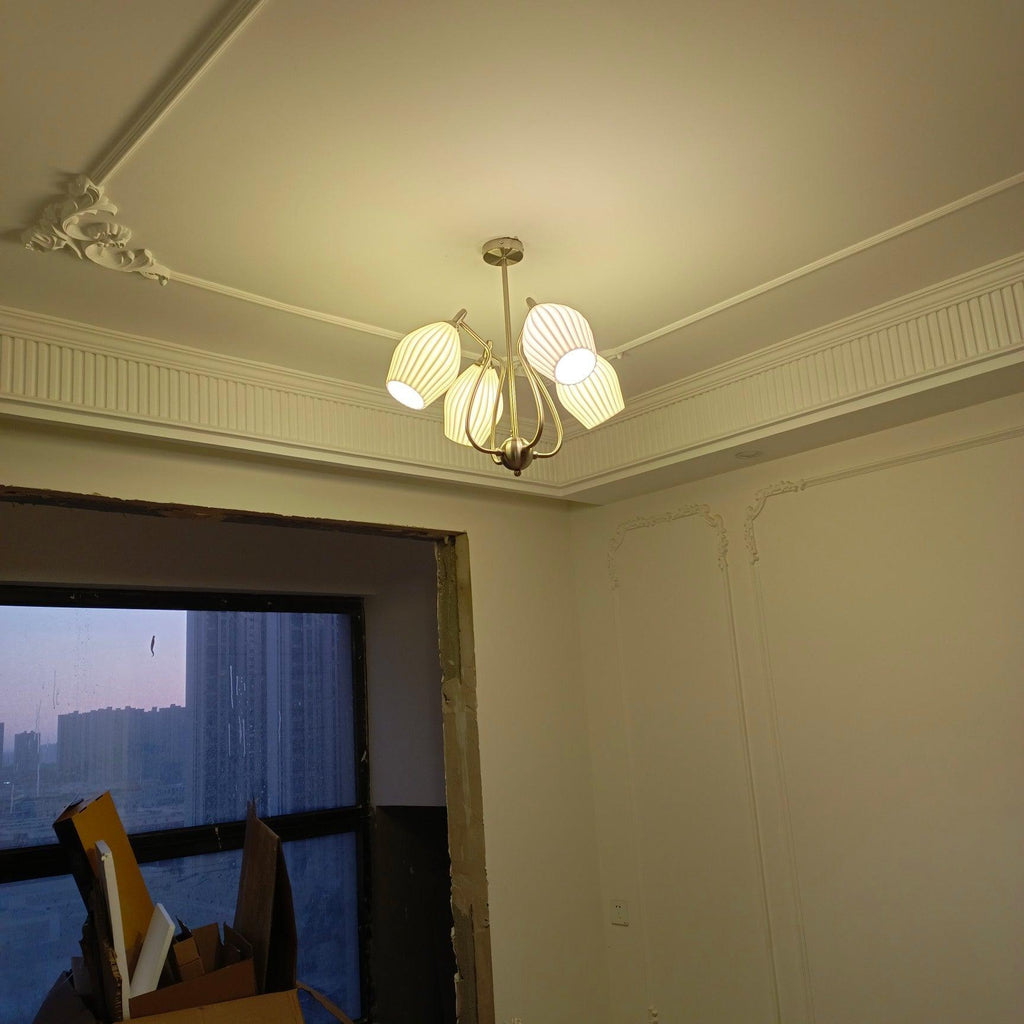 Ceramic Ribbed Chandelier