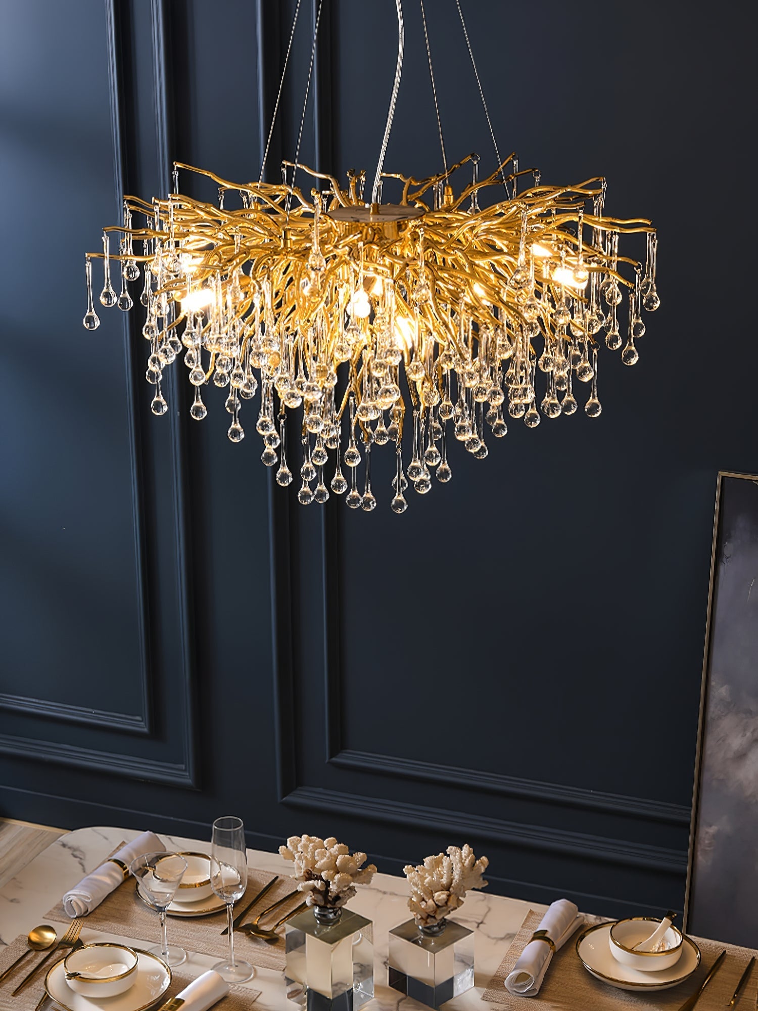 Lustre de cristal em forma de lágrima