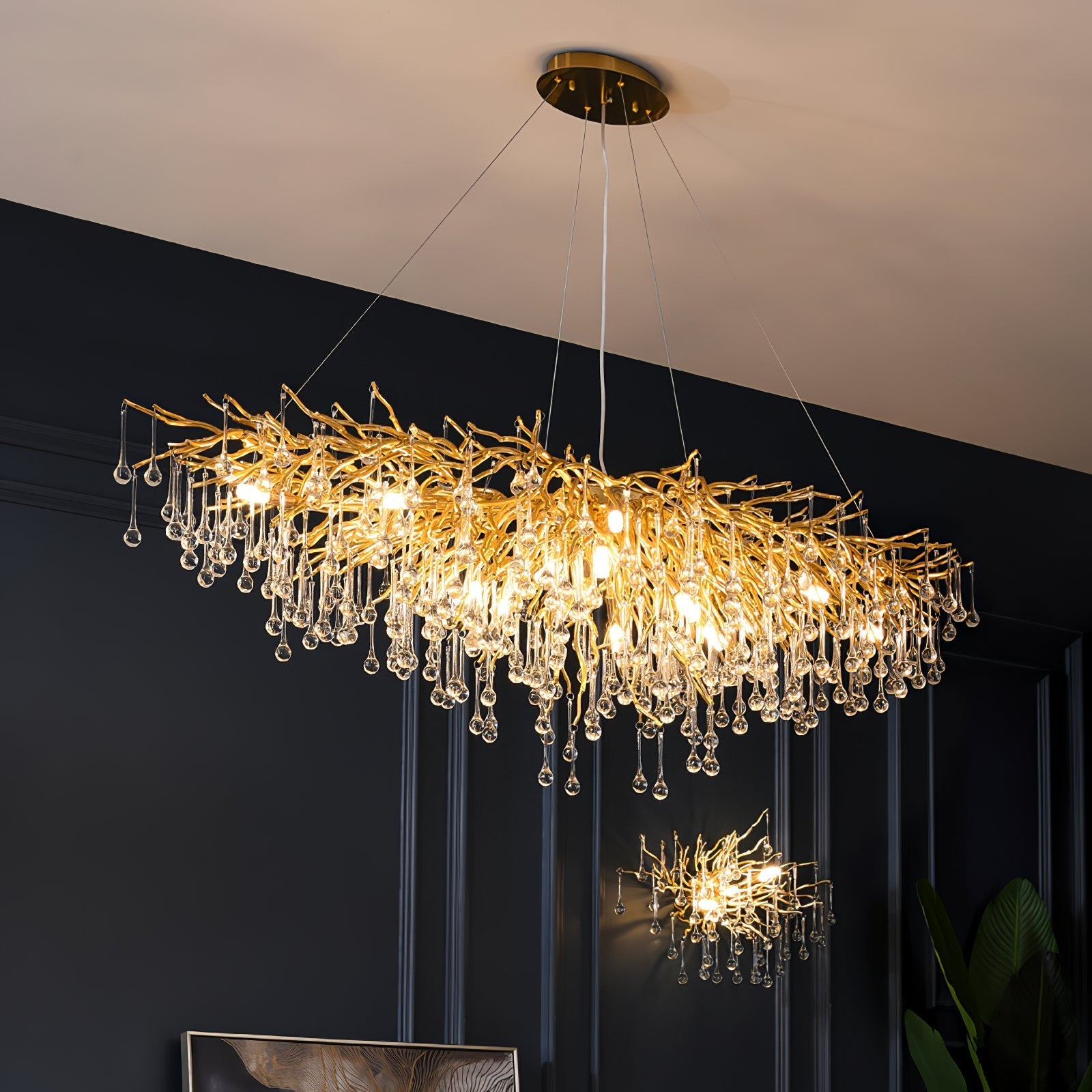 Lustre de cristal em forma de lágrima