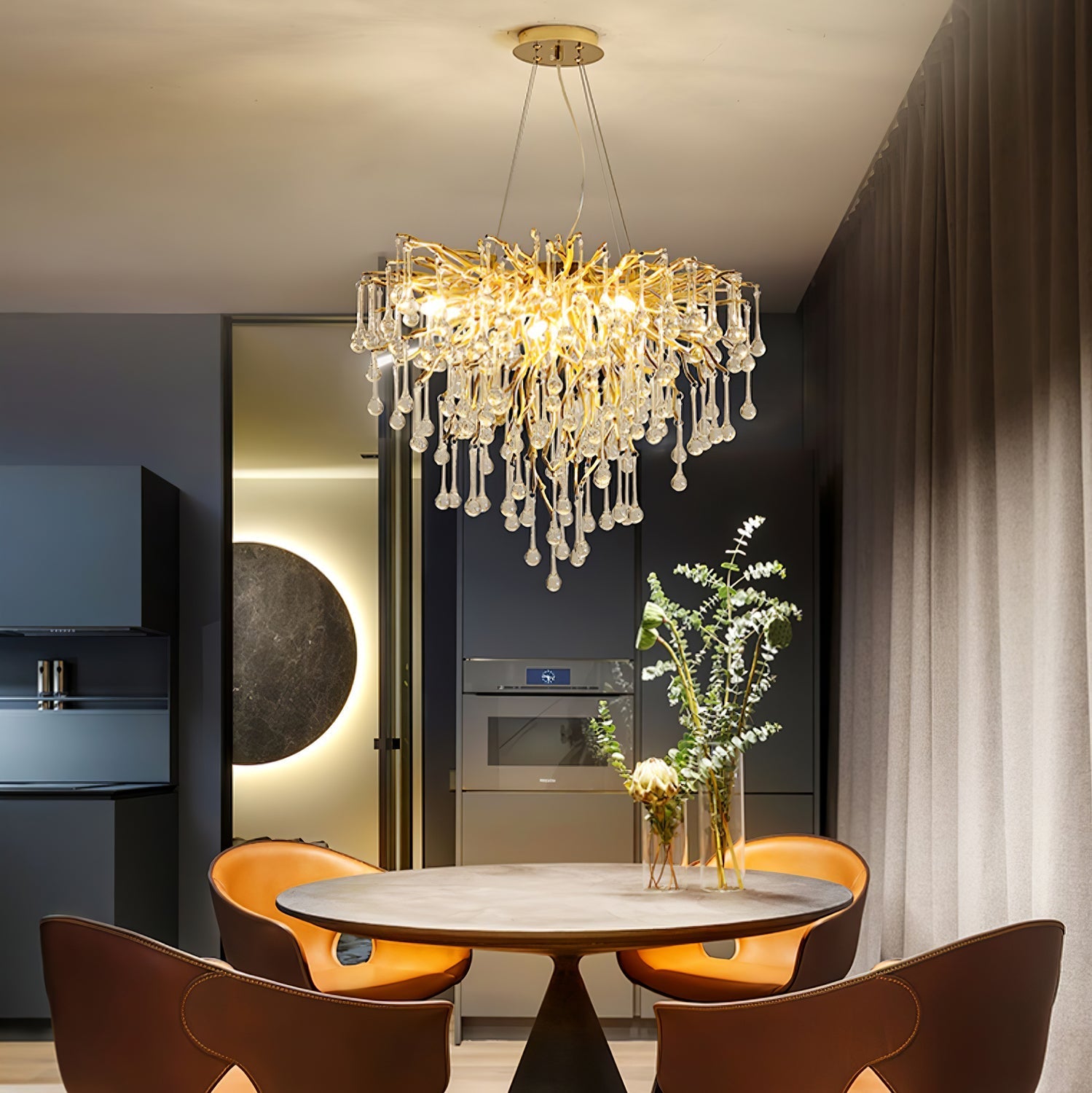 Lustre de cristal em forma de lágrima