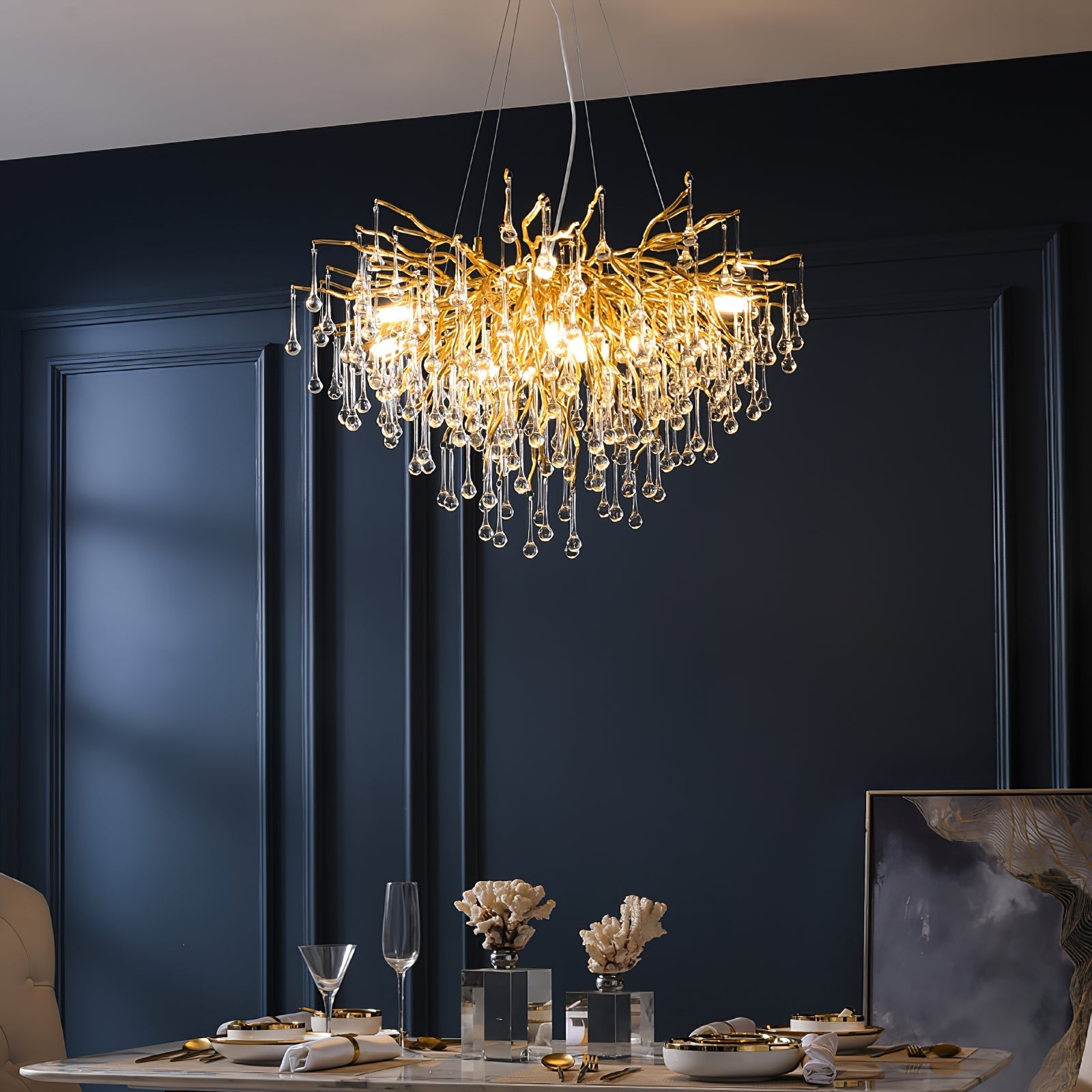 Lustre de cristal em forma de lágrima