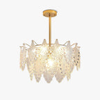 Tiered Carved Glass Chandelier
