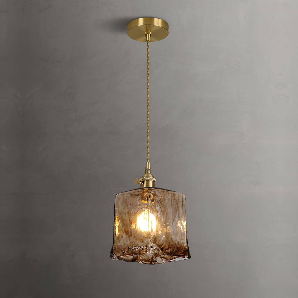 Vintage Brown Glass Pendant Light