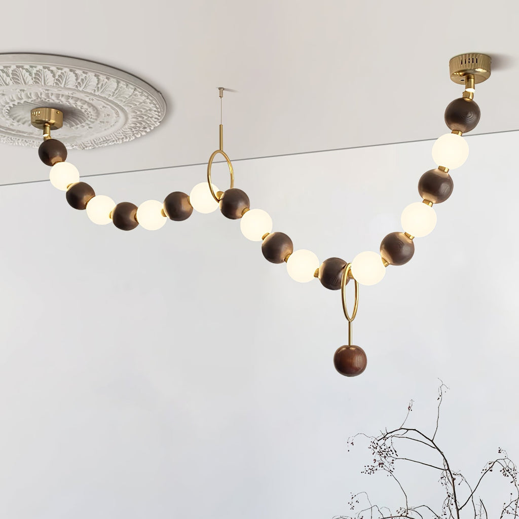 Lustre de colar de contas de nogueira