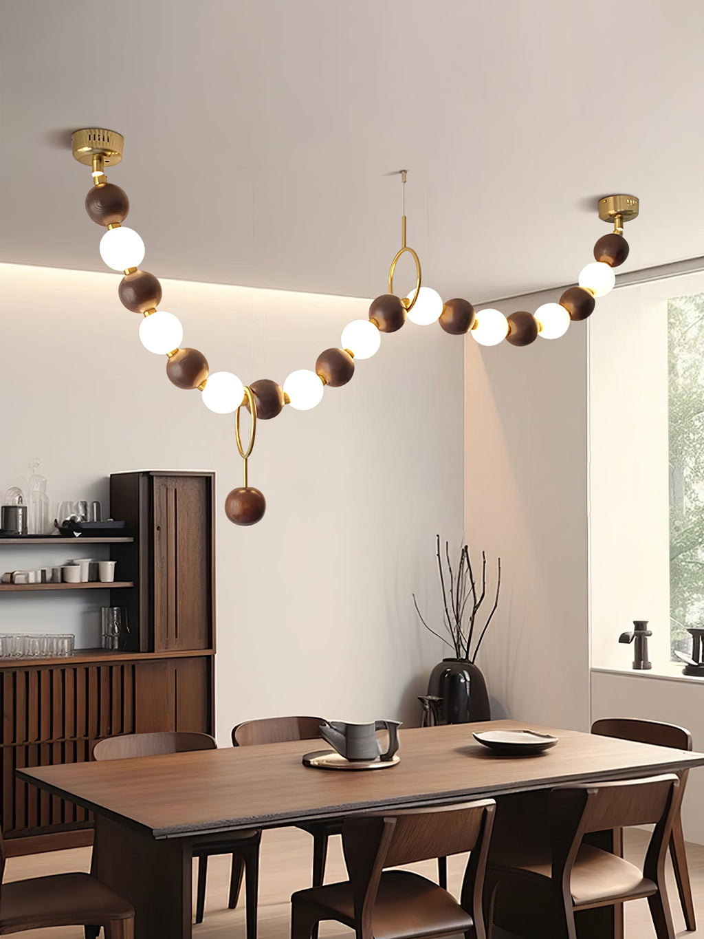 Lustre de colar de contas de nogueira