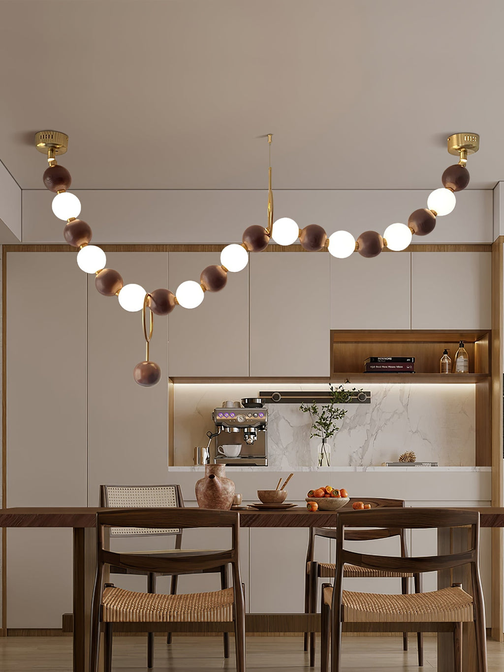 Lustre de colar de contas de nogueira