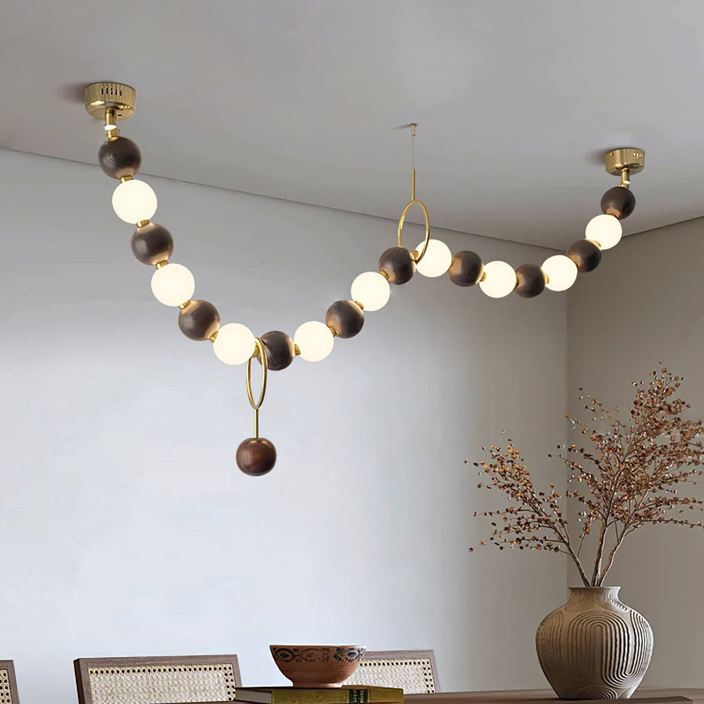 Lustre de colar de contas de nogueira