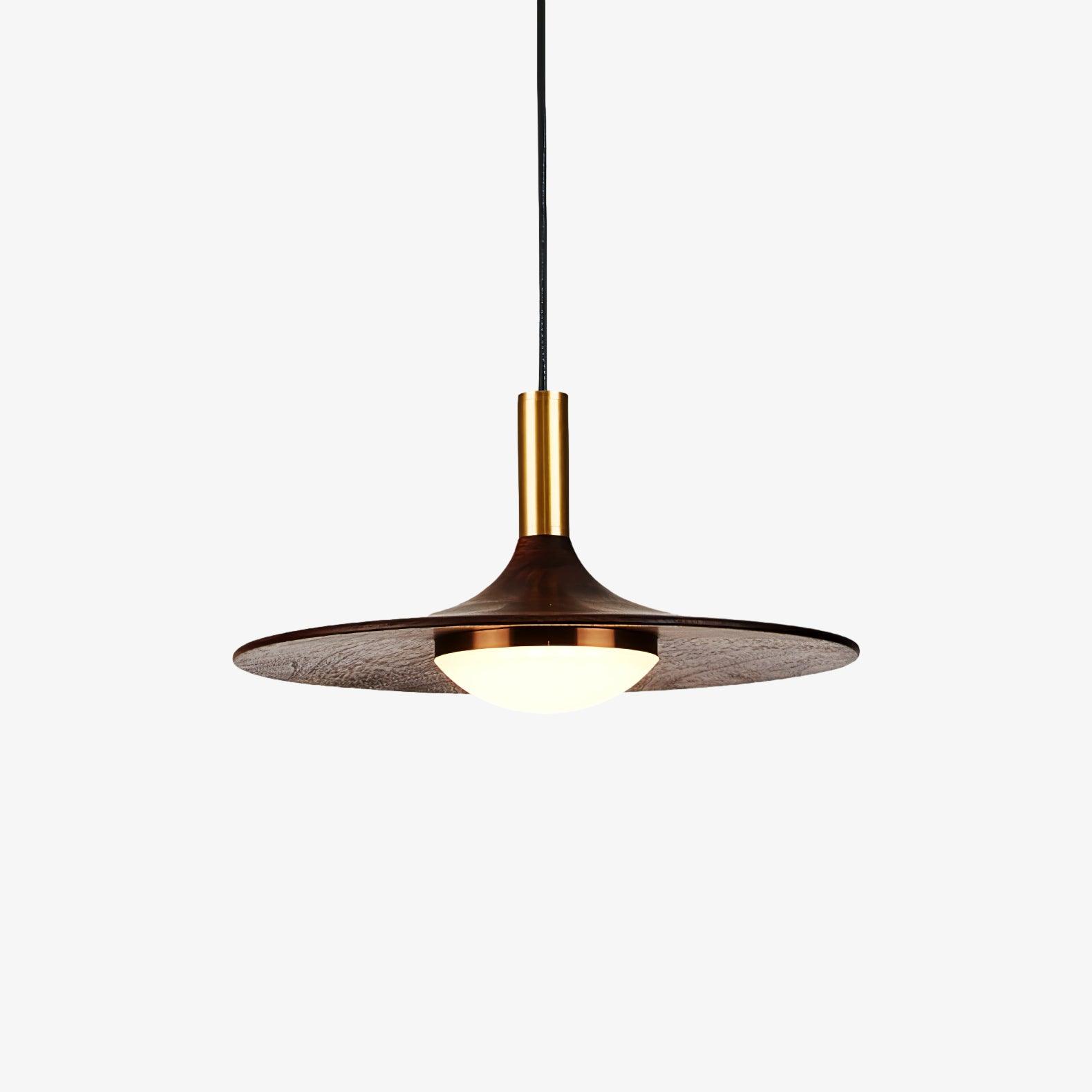 Walnut Wood Dish Pendant Light