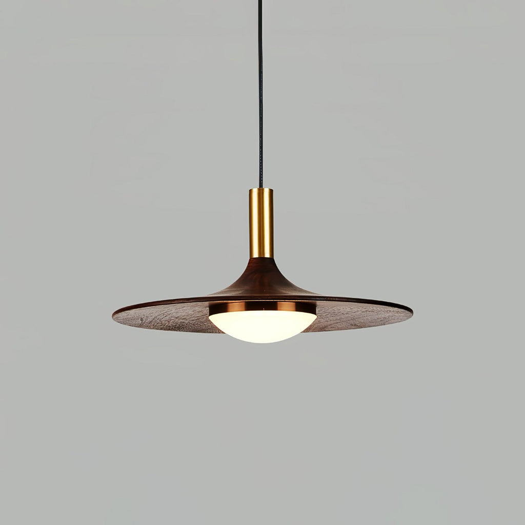 Walnut Wood Dish Pendant Light