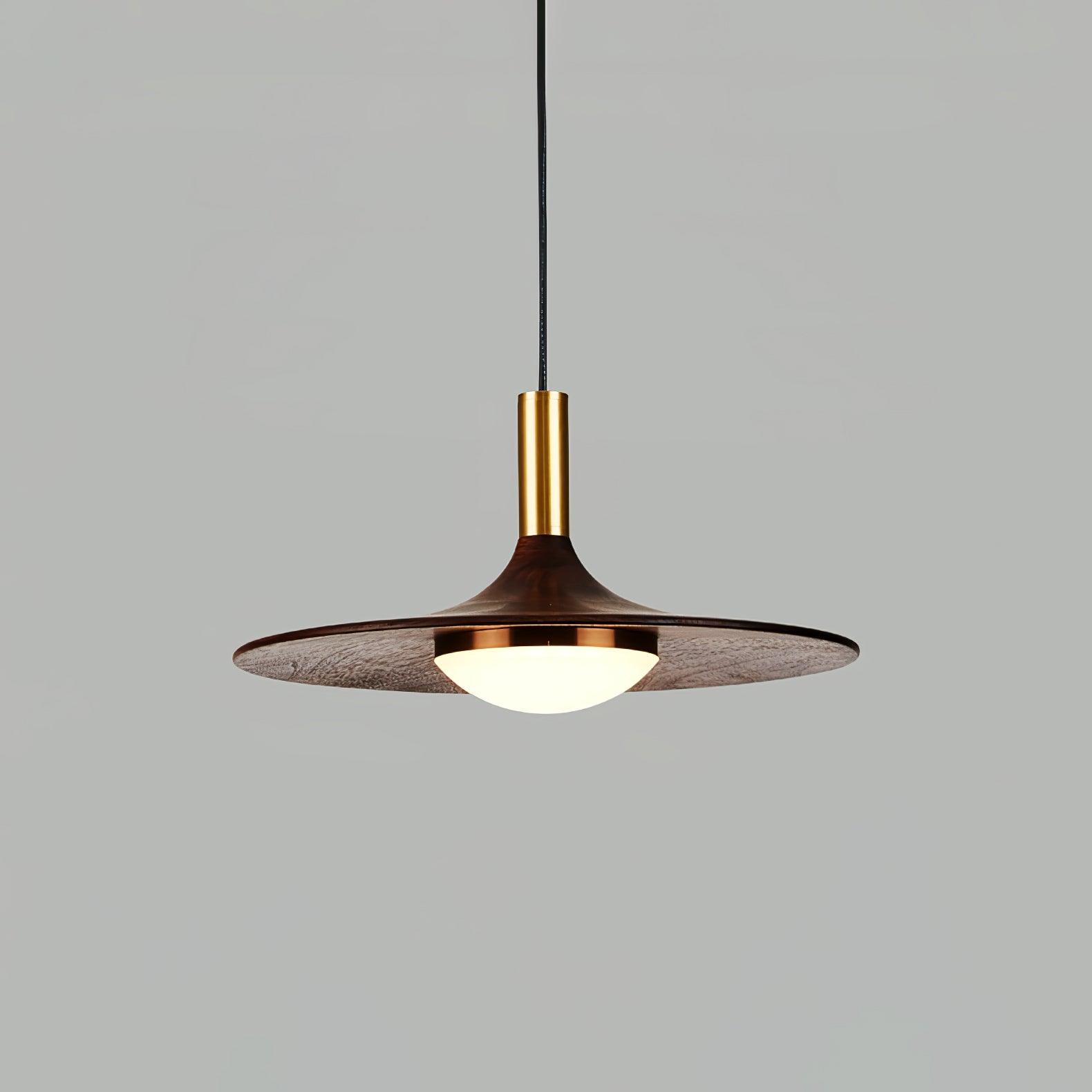 Walnut Wood Dish Pendant Light