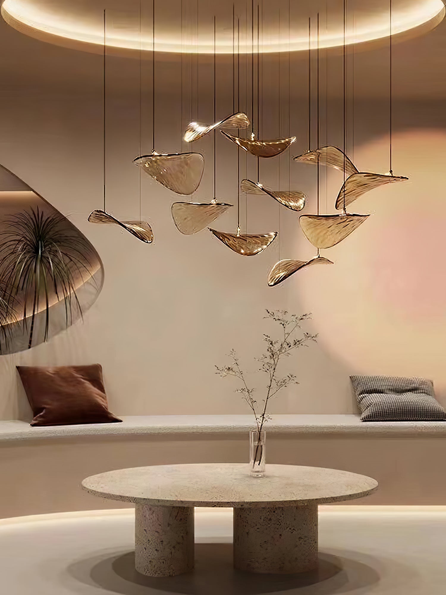 Lustre de folha flutuante ondulada