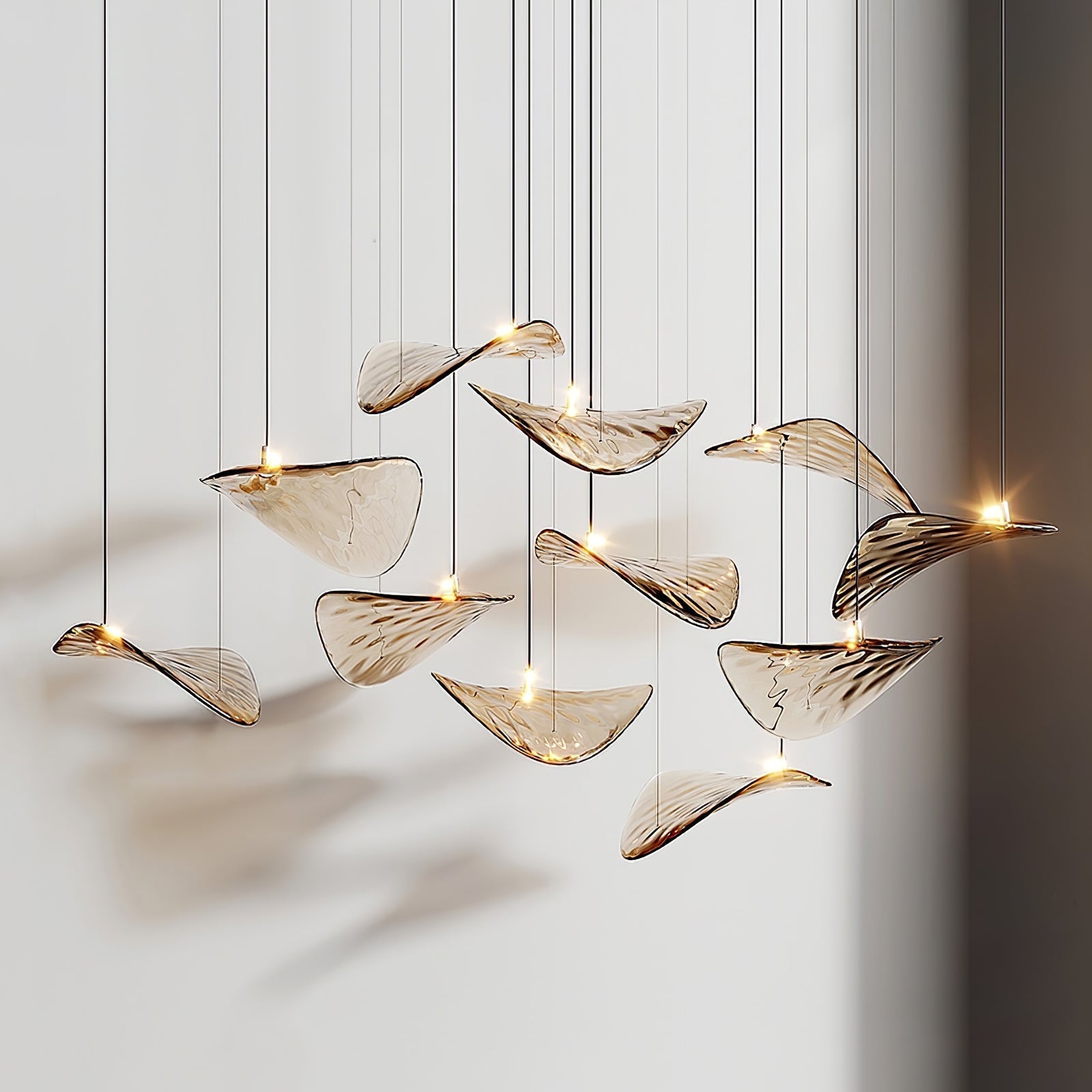 Lustre de folha flutuante ondulada