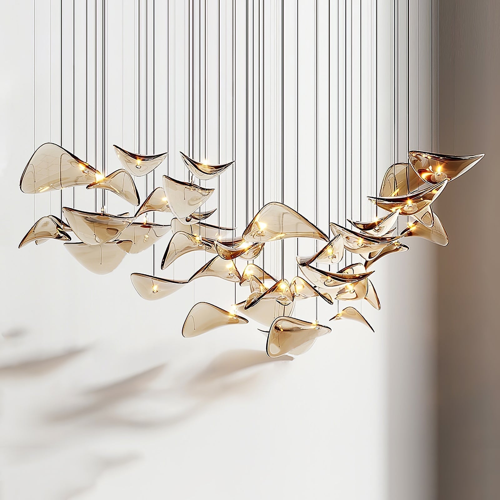 Lustre de folha flutuante ondulada