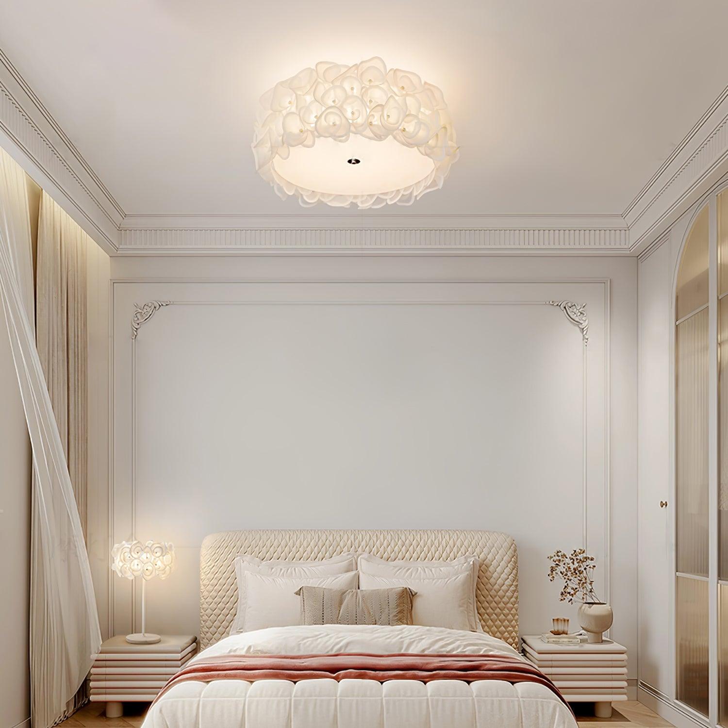 White Hydrangea Ceiling Lamp