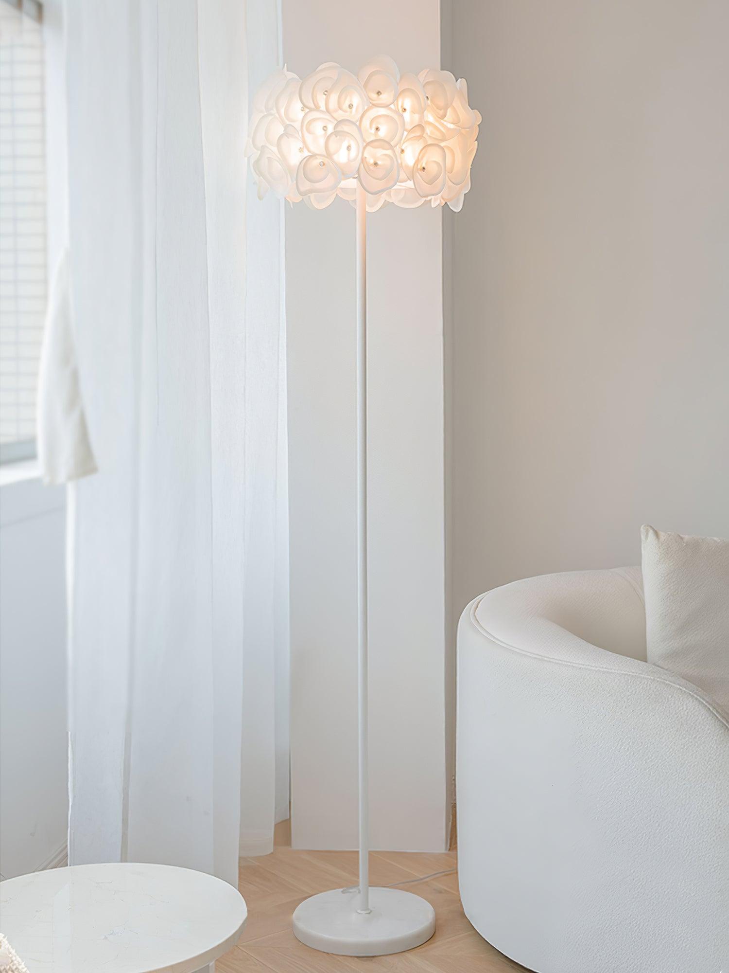 White Hydrangea Floor Lamp
